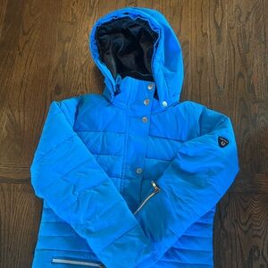 Sunice girls ski jacket, royal blue. Missing fur hood trim. Size 12